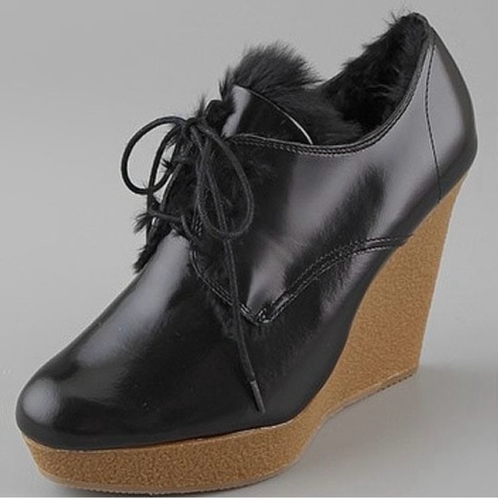 3.1 Phillip Lim Beau Fur-Lined Wedge Oxford 39